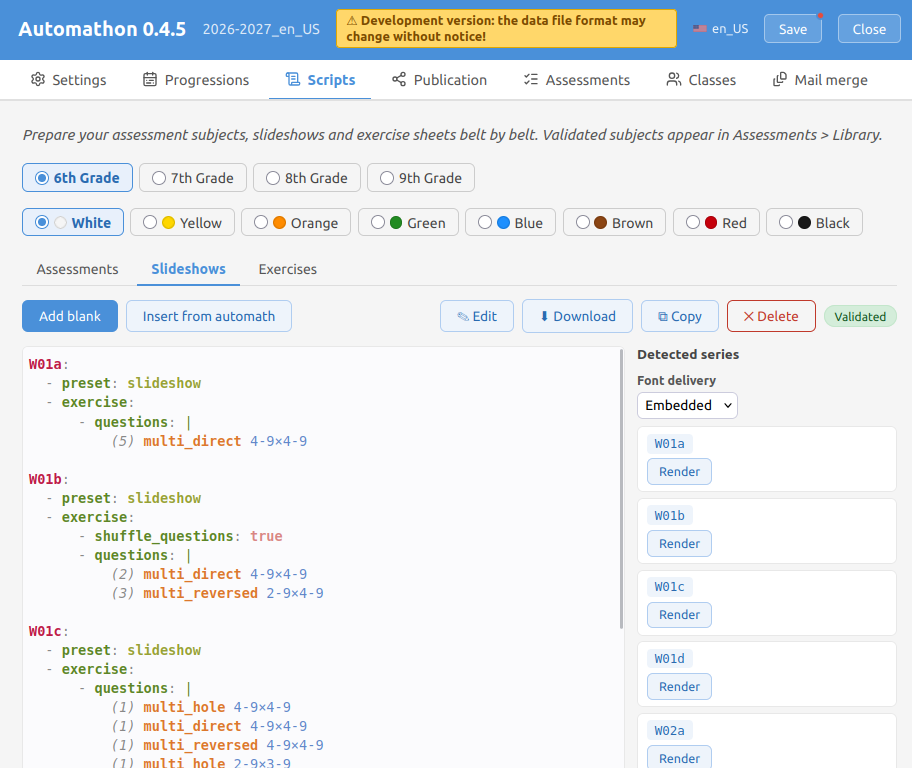Screenshot of scripts panel